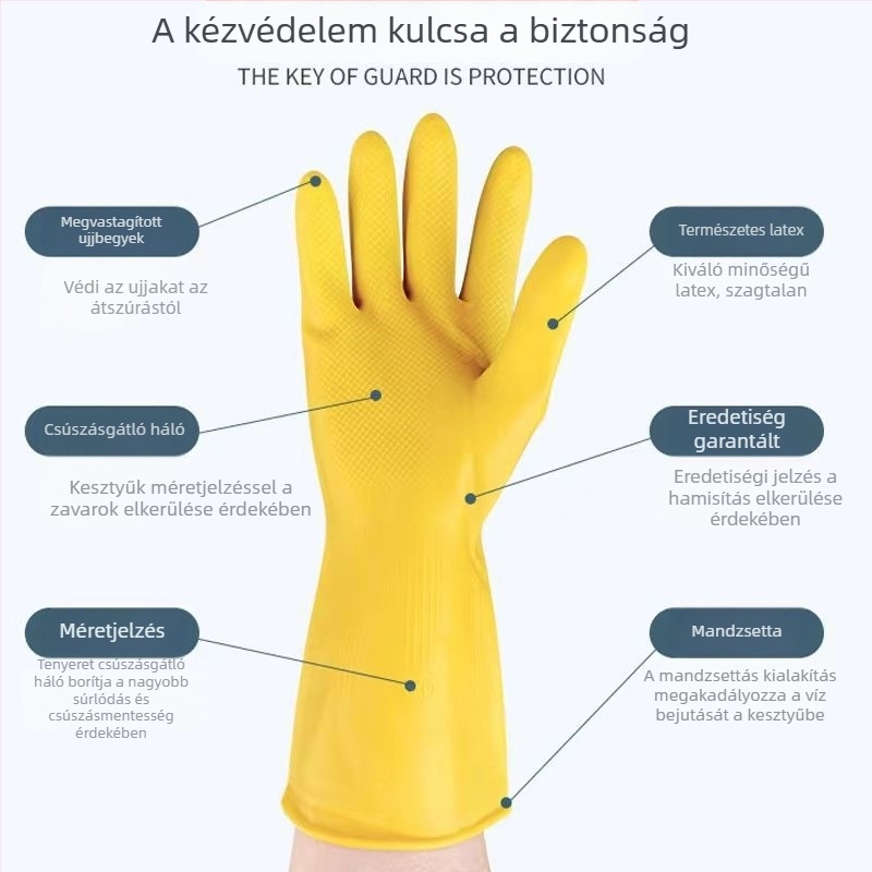 Sűrű latex kesztyű mosogatáshoz, háztartási tisztításra, vízálló és tartós, ruhamosásra és autóápolásra