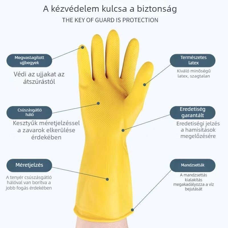 Sűrű latex kesztyű mosogatáshoz, háztartási tisztításra, vízálló és tartós, ruhamosásra és autóápolásra