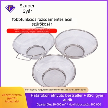 Többfunkciós rozsdamentes acél leeresztő kosár a konyhához – zöldségek és rizs mosása, víz szűrése, gyümölcs és zöldség tárolása