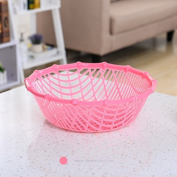 Rattan-stílusú műanyag gyümölcs- és nassolnivaló tároló kosár – gyümölcstál a nappaliba