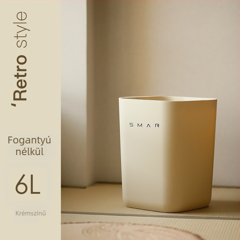 Akrém színű, fedél nélküli szemetes kuka, otthoni használatra — konyha, nappali, fürdőszoba, hálószoba, iroda, dolgozószoba