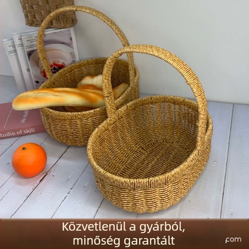 Oval alakú kézzel készített fonott kosár japán stílusban gyümölcsök, bevásárlás, tojások, piknik és virágok számára