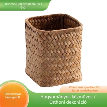Rattan tolltartó tároló kosár beépített vas kerettel, kézzel készített, modern minimalist stílus