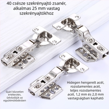 Konyhaszekrényajtó pánt hidraulikus csillapítással, rozsdamentes acélból, 4 cm nyitás