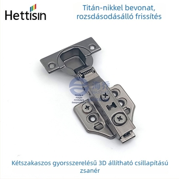 Kétfokozatú lengéscsillapító pánt szekrényajtóhoz, 3D-s állítható, hideg-hengerelt acélból, precíziós préselés és sűrű elektroplakolás