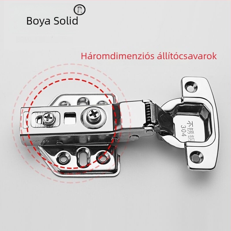 304 rozsdamentes acél hidraulikus pánt, 2,0 mm vastagságú, csillapítóval szekrény- és gardróbajtókhoz