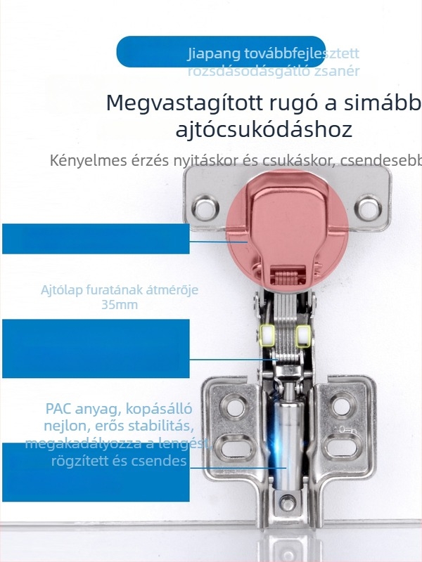 Vastagított rozsdamentes acél szekrényajtó pántok hidraulikus csillapítóval