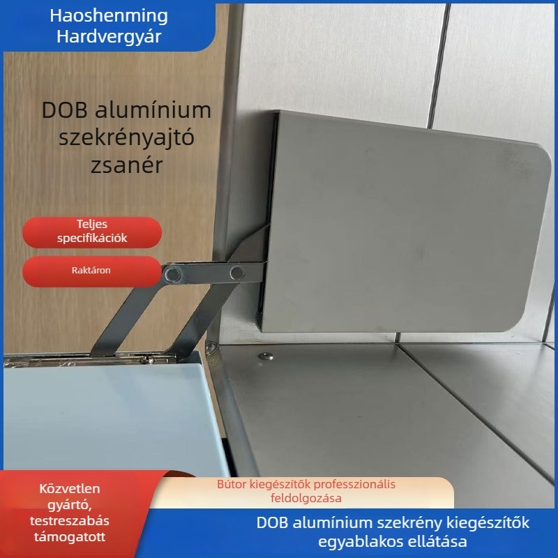 DOB moduláris szekrényekhez tervezett alumínium ajtózsanérok, ultra-narrow kivitel, lehajtható dizájn