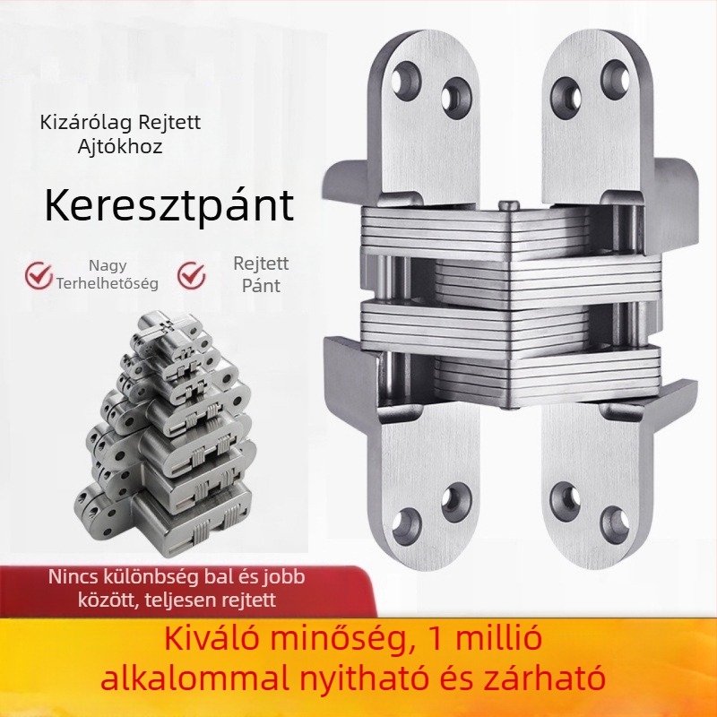 Súlyos teherbírású keresztezett rejtett pánt hajlított ajtókhoz — rozsdamentes acél konyhaszekrénypánt, cinkötvözet, modern stílus