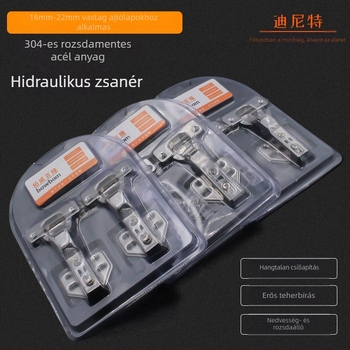 304 rozsdamentes acél hidraulikus pánt hidraulikus csillapítóval, modell 0001, fényes felület, Dinit márka