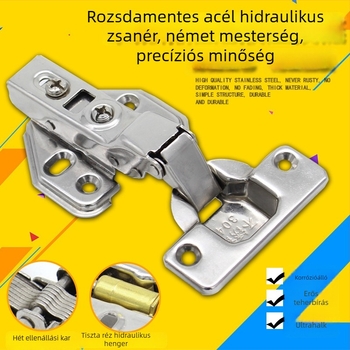 Rozsdamentes acél hidraulikus szekrénypánt, megvastított, rögzített, halk csillapítóval az ajtókhoz és ablakokhoz