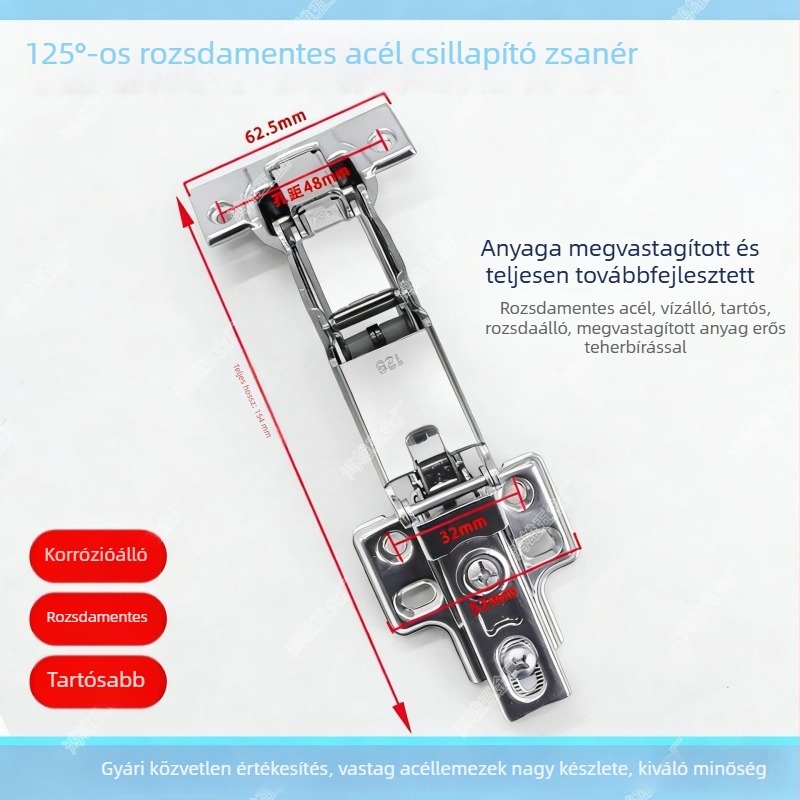 125°-os hidraulikus ajtózsanér, 36 mm-es keretes vonalú, vastag ajtópanelekhez
