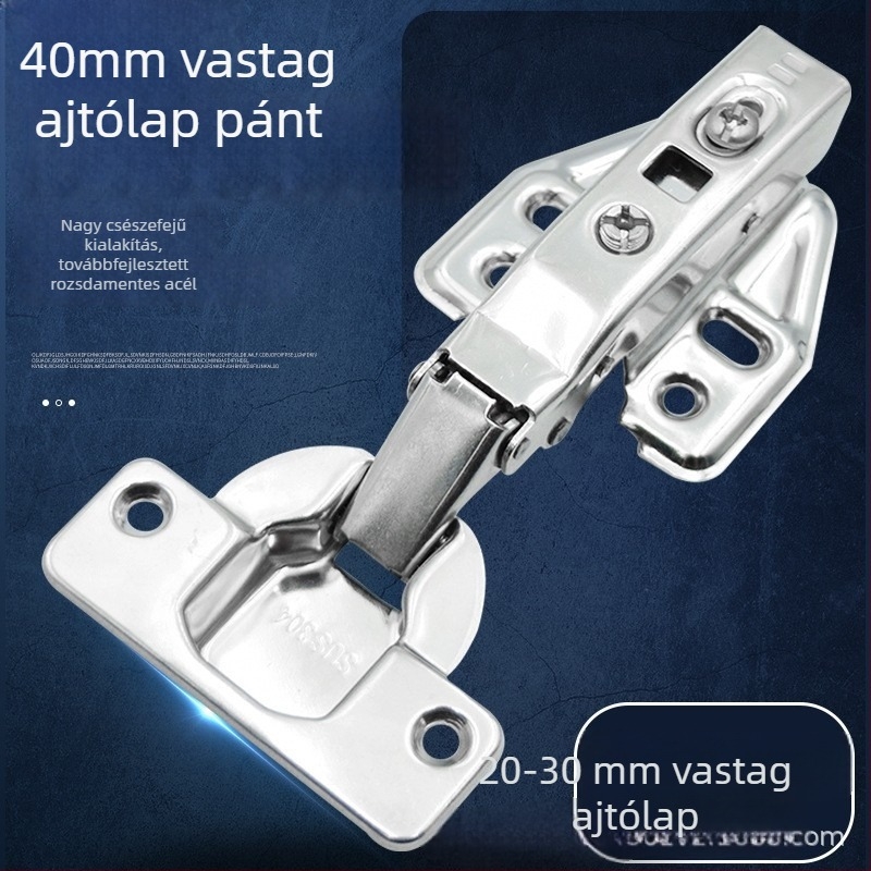 40 mm-es pohárzsanér hidraulikus csillapítóval vastag ajtókhoz, panelfedél 30 mm, oldalsó panel 25 mm, teljes fedésű szekrényajtó zsanér