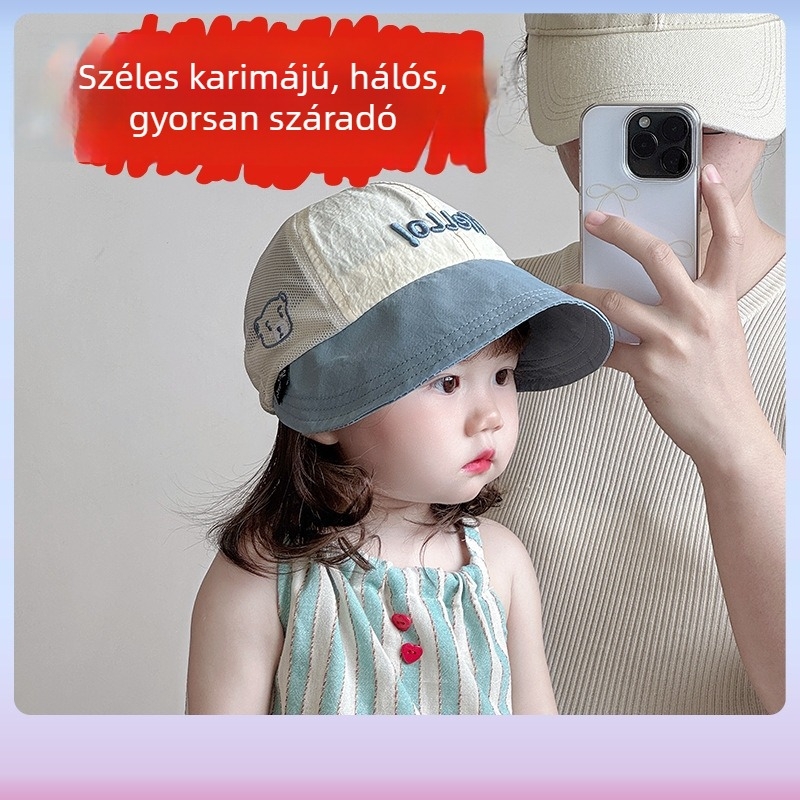 Nyári baba napvédő sapka, könnyű, lélegző, gyorsan száradó, széles karimával, uniszex, 1–2 éveseknek