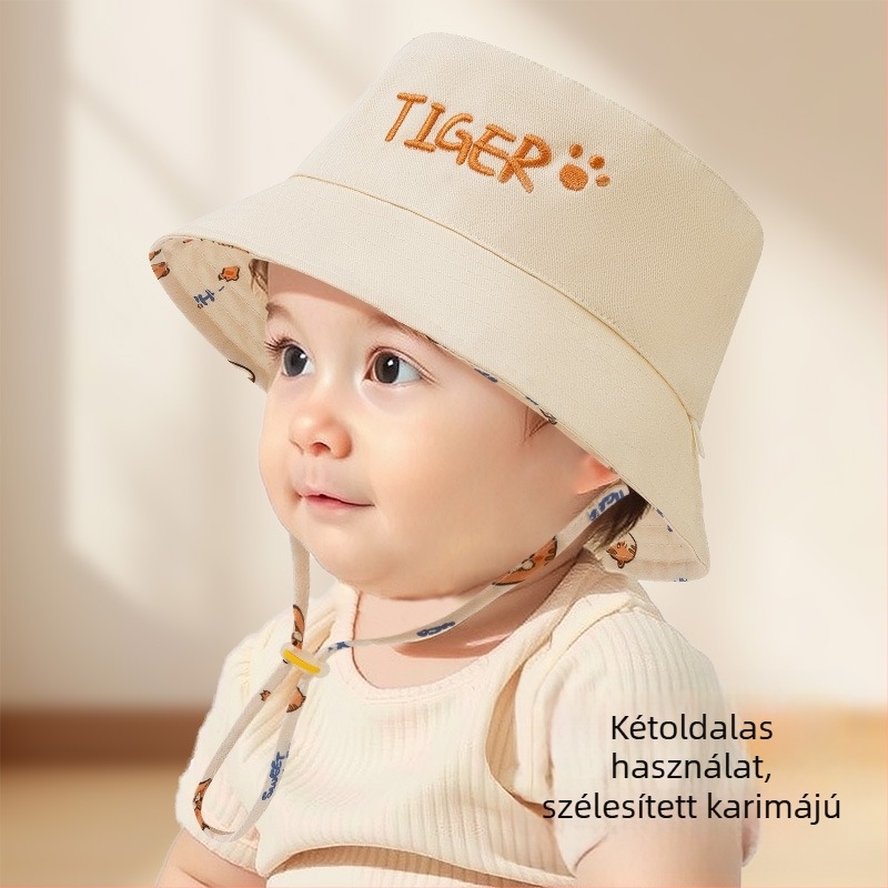 Gyerekeknek készült pamut bucket sapka UV-védelemmel, kétoldalas, horgászsapka-stílusú, aranyos és sokoldalú