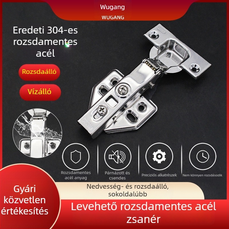 Rozsdamentes acél hidraulikus nagygörbületű szekrényajtó csukló csillapítással, 304