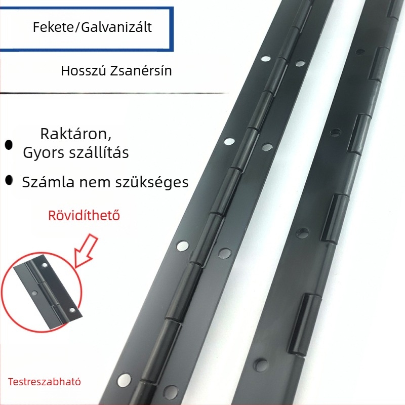 Fekete hosszú, vastag 304 rozsdamentes acél zsanér, hajtogatható levelekkel, hossz 1.5/2, arany színű