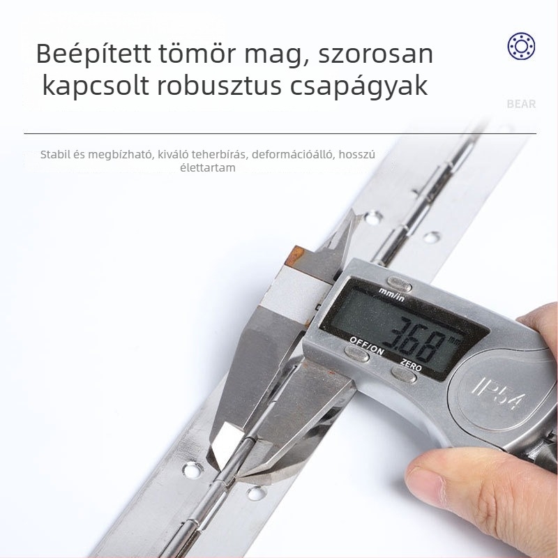 Arany színű rozsdamentes acél pánt, csapágyas, hosszú 1,8 m, zongora stílusú, vastított kivitel