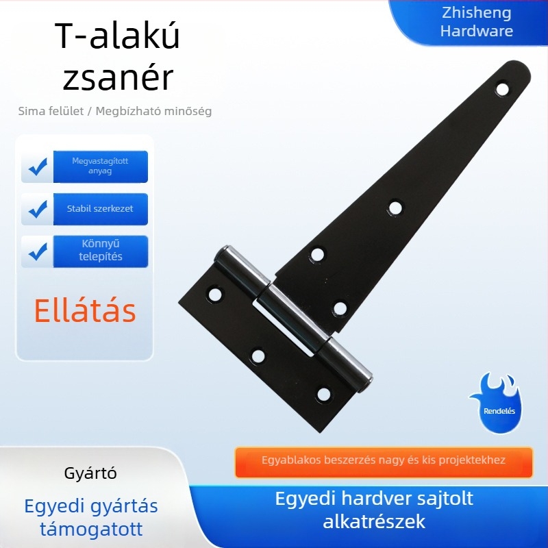 T alakú pánt, háromszög alakú pánt, barázdált csapágy, ajtó- és ablakalkatrészek, fekete festékű fém alkatrészek