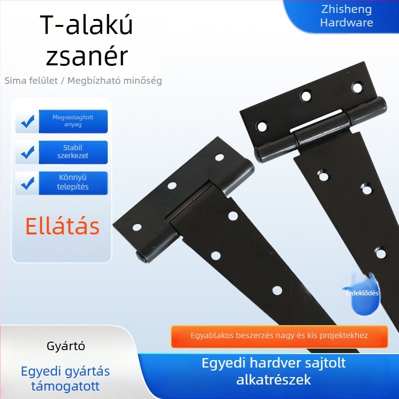 T alakú pánt, háromszög alakú pánt, barázdált csapágy, ajtó- és ablakalkatrészek, fekete festékű fém alkatrészek