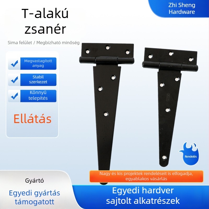T alakú pánt, háromszög alakú pánt, barázdált csapágy, ajtó- és ablakalkatrészek, fekete festékű fém alkatrészek