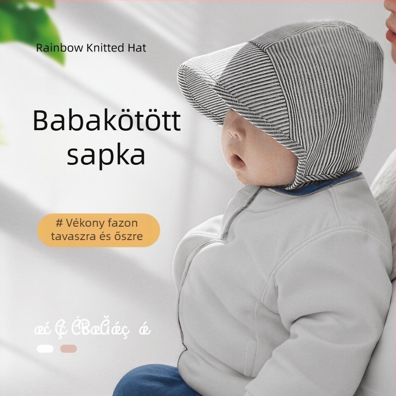 Koreai stílusú légáteresztő napsapka babáknak 0–12 hónap, uniszex, kupola forma, rövid karimával, napvédő tavasz–ősz