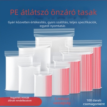 PE önzáró zacskók, kis és nagy méretben, élelmiszer-minőségű, átlátszó tároló zacskók