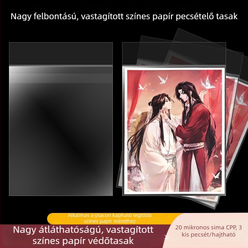 Kiemelkedően átlátszó CPP öntapadós tasak alsó zárással, 20 mikron vastagságú, átlátszó ZIP tasak