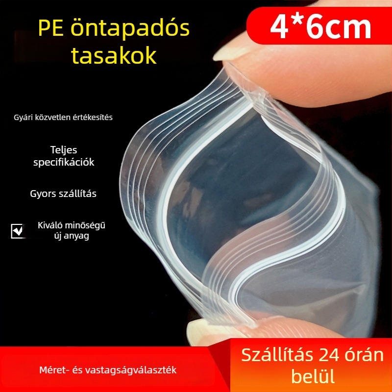 Különösen kicsi, átlátszó tasak 4×6 cm, önzáró, ékszerek és fém alkatrészek tárolására, műanyag záró taska
