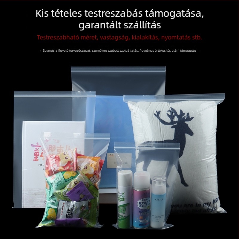 Önzáródó, átlátszó tasakok 22×32 cm, A4 dokumentumokhoz, műanyag zárható tasakok, 100 db.