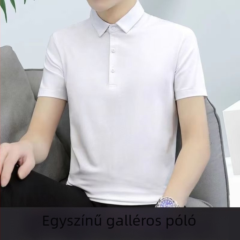 Zöld egyszínű hosszú ujjú poloing galléval, tavaszi–őszi viselet, férfi üzleti-alkalmi stílus