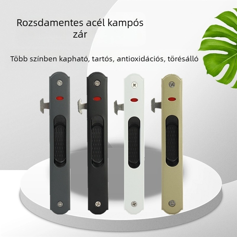 90° kampózár ajtók és ablakok számára, alumínium ötvözetű tolóajtókhoz, mozgatható zár egyrészt/ kétszárnyú oldalsó zárómechanizmus