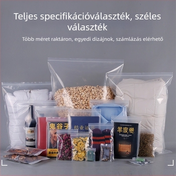 Átlátszó, 30 µm vastag PE ZIP zacskó élelmiszerhez, ruházathoz és teához