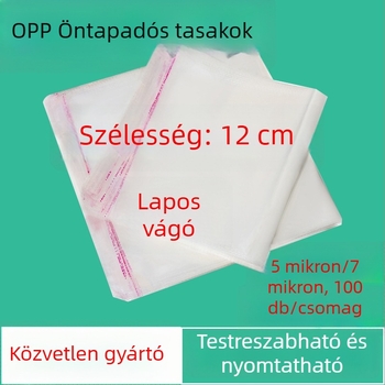 OPP áttetsző öntapadós tasakok, 12 cm szélességű