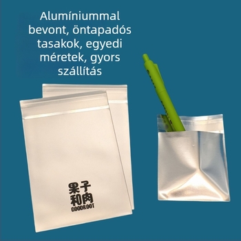 Ezüst öntapadós zip tasak, OPP-CPP kompozit, alumíniumfóliával, tükrös és matt felülettel