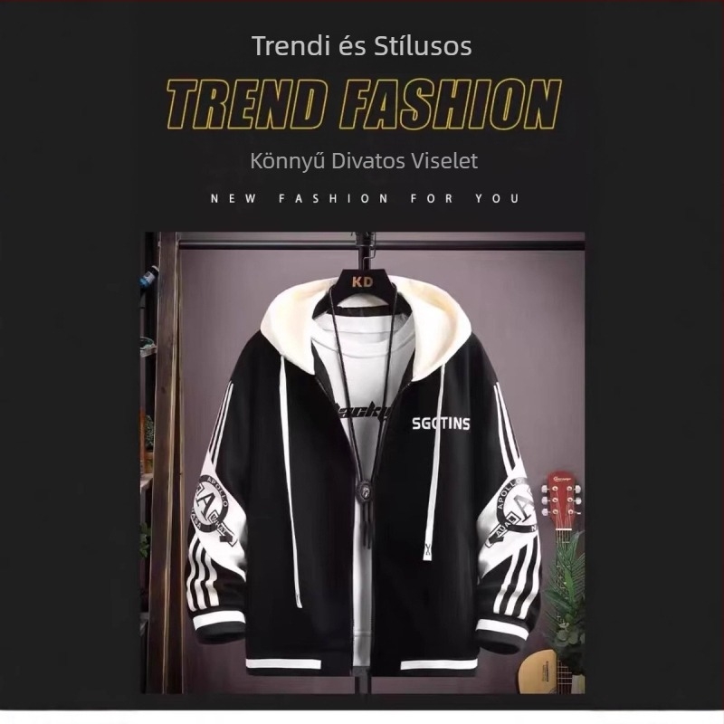 Férfi streetwear dzseki, 2025 tavasz-ősz, Hongkong-stílus, Harajuku és koreai stílus, laza szabás