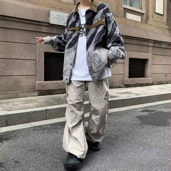 Férfi tie-dye denim dzseki — őszi, amerikai retro stílus, laza szabás, mindennapi viselet