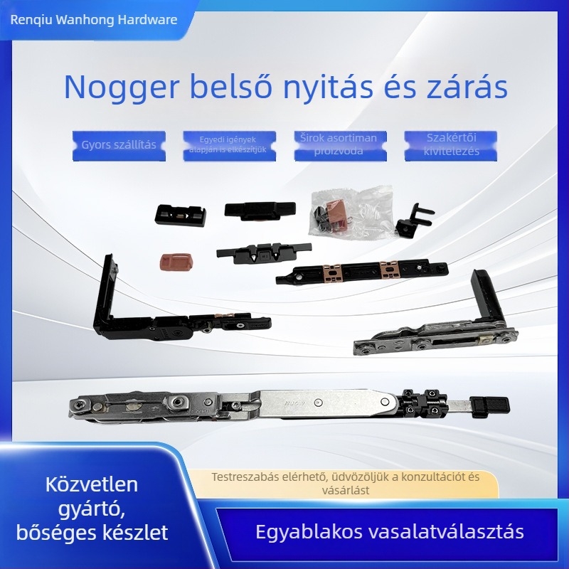Átalakító hardver lapos nyitású ablakok befelé nyílóvá alakításához és befelé nyíló ablakok felső-horgonyos nyitásúvá alakításához termoszigetelt alumínium keretekben
