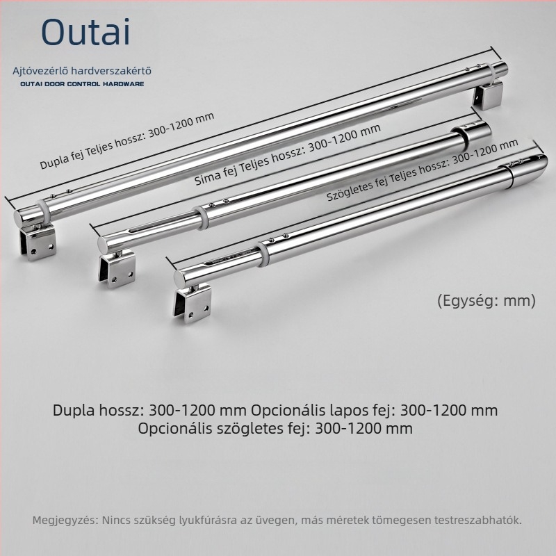 Rozsdamentes acél rögzített üveg húzórúd zuhanyfülkéhez, modell OT-BLLG-002
