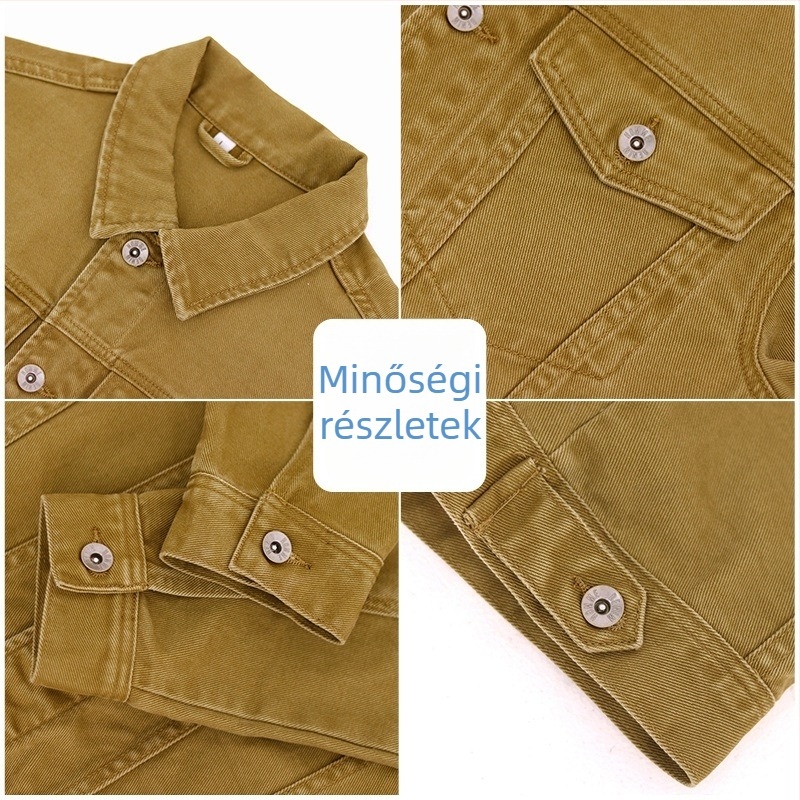Férfi denim kabát 100% pamutból, lazán szabott, nagy méret, hegyi munkaruha stílus