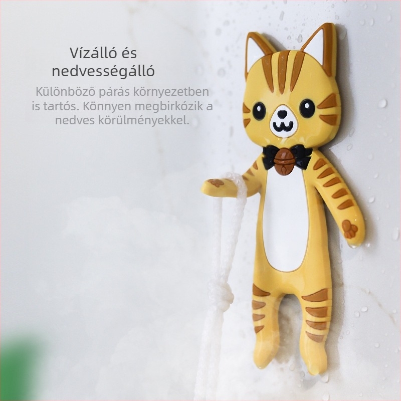 Japán Ins-stílusú aranyos cartoon állat horogok, ragasztós, lyukmentes, nyommentes, hajlítható PVC horogok kézre és lábra