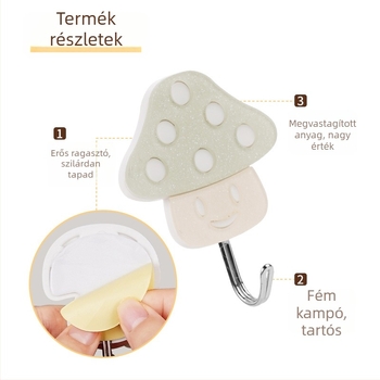 Két akril ragasztó kampó aranyos rajzfilm motívummal, erősek, fúrás nélkül, falra, teherbírás 2 kg