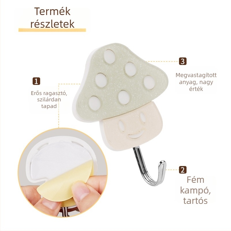 Két akril ragasztó kampó aranyos rajzfilm motívummal, erősek, fúrás nélkül, falra, teherbírás 2 kg
