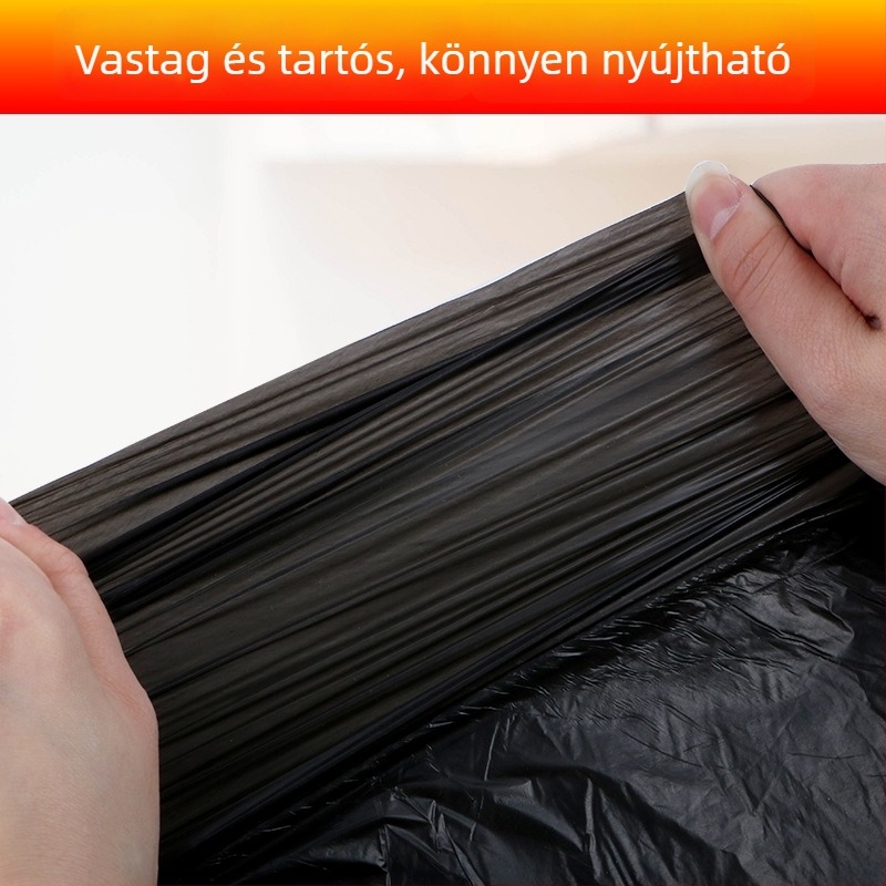 Biodegradable fekete szemeteszsák, 60×80 cm, vastagított, sík szájnyílású