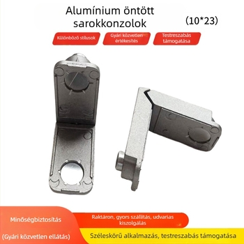 Öntött alumínium sarokszerelvény, 10x23 mm, ajtó- és ablakhoz, 90°