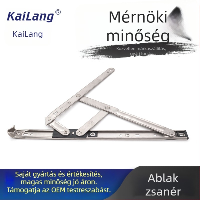18 hüvelykes rozsdamentes acél ablak-támasz csúszó ablakhoz, öt-linkes csuklós mechanizmus, 3,0 mm csuklók — KL-0015
