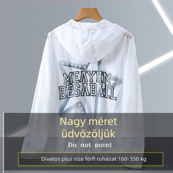 Férfi plusz méretű UV-védett kabát, ultra vékony, foszforeszcens részlettel