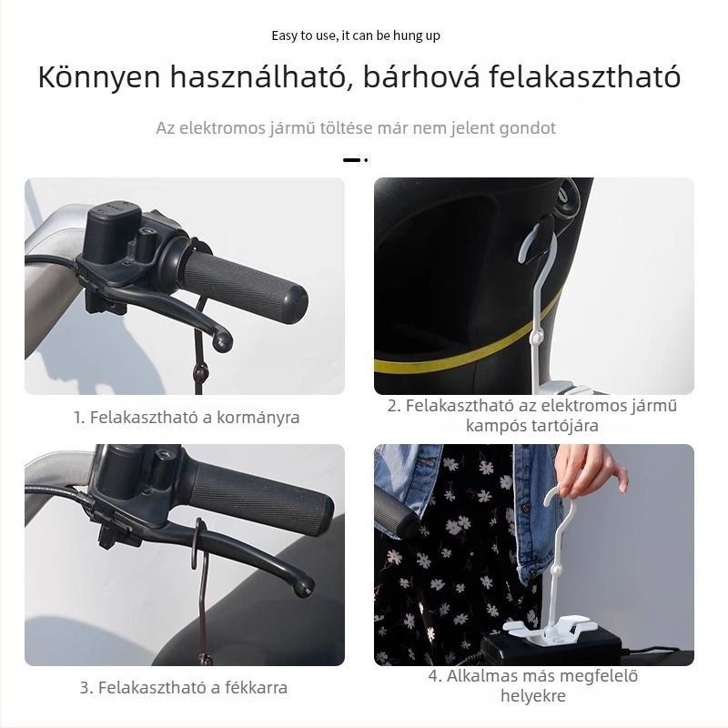 Elektromos jármű töltőhöz tartó, 360°-os forgás, leesés elleni, csúszásmentes, praktikus tartó