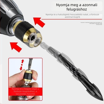 Háromszárú tokmány adapter elektromos fúróhoz, gyorscserés kivitel, 1/4 hüvelykes hex bemenet és önzáró gyorscsatlakozó