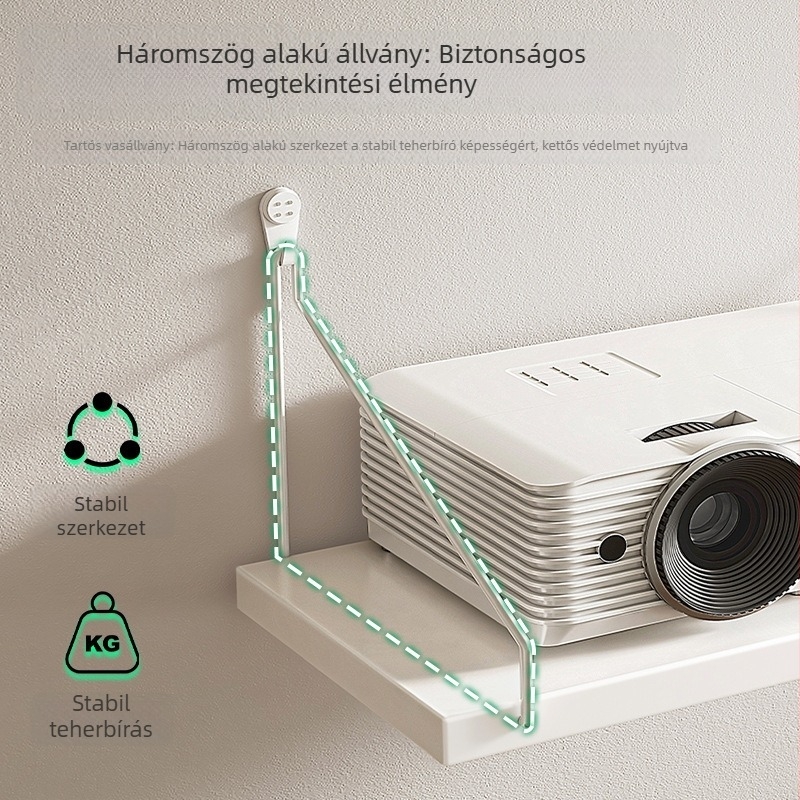Projektor falra szerelt polc, fúrás nélkül, hálószobai tároló